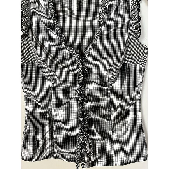 Trina Turk Gingham Plaid Lace Up‎ Corset Top, Black & White, Cotton Stretch SZ S - Picture 4 of 5